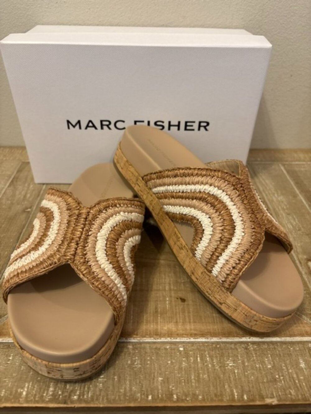 NEW Marc Fisher Eriney Platform Sandals Medium Natural Sizes 8, 8.5 or 9